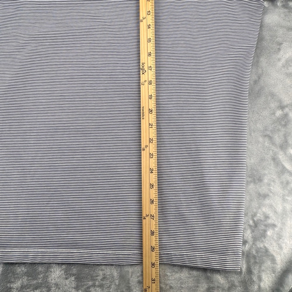 MIZZEN+MAIN Mens X Large Classic Navy White Stripe Short Sleeve Polo Shirt - Picture 5 of 7